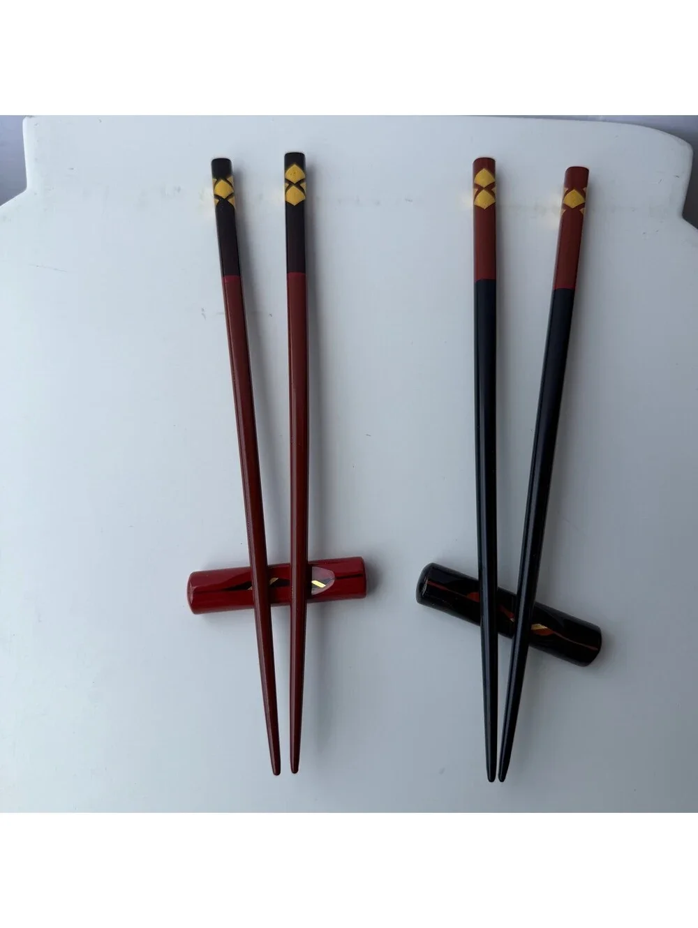 2‎ Pairs Japanese Style Chopsticks with Rests Set - Excellent Condition - B-9